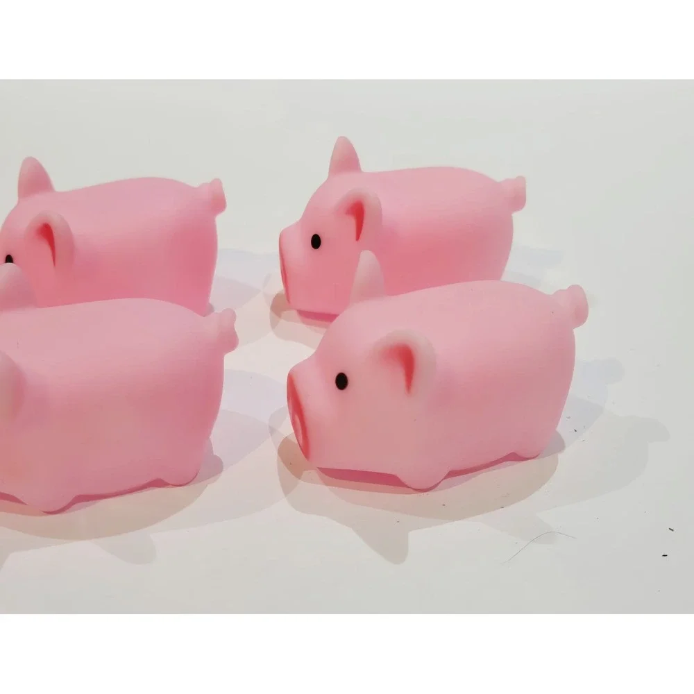 Lot 9 Pigs Squeaky Toy Mini Decor Figure Figurine Farm  Country Granny Core